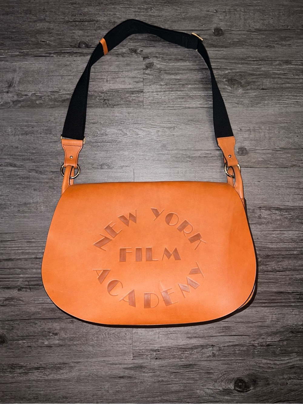 New York Film Academy Embossed Leather Crossbody Messenger Bag purse